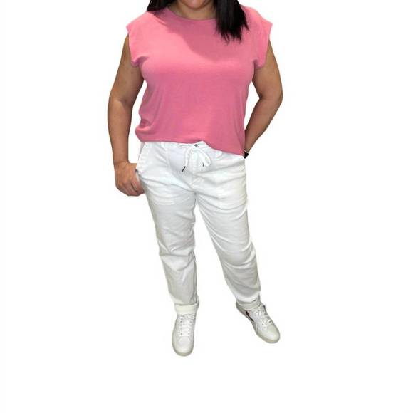 NEW JUDY BLUE high waist garment dyed double cuff jogger in white - Picture 1 of 3